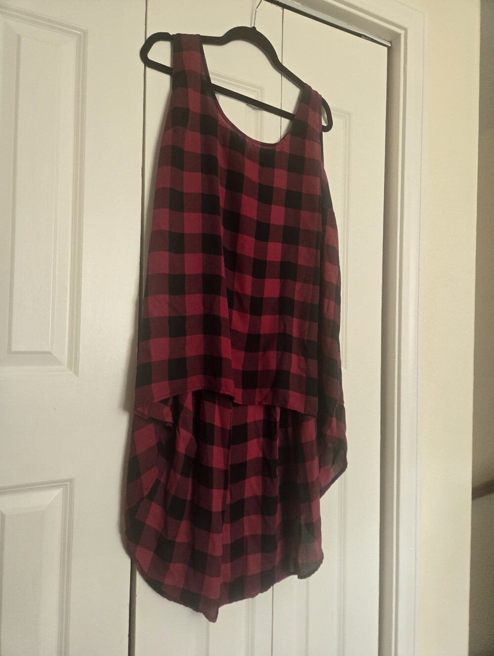 Torrid Red and Black Buffalo Plaid High-Low Tank 3x